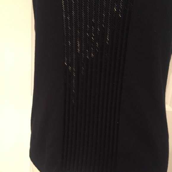 NEW CITY SILK KNIT TOP TANK SWEATER BLACK SLEEVELESS BEADED KEYHOLE Size L - Picture 3 of 6